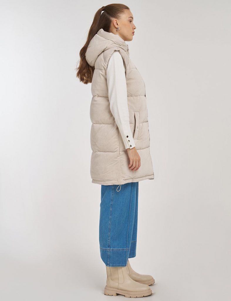 Kayra Kadife Garnili Şişme Yelek Lacivert - TAŞ