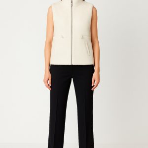 ON TRİKO Dik Yaka Beli Lastikli Peluş Yelek 66932 - EKRU