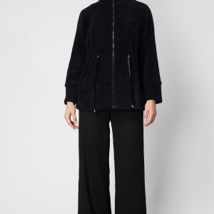 ON TRİKO Beli Bağcıklı Dik Yaka Mont 66721 - Siyah