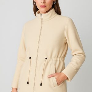 ON TRİKO Beli Bağcıklı Dik Yaka Mont 66721 - BEJ