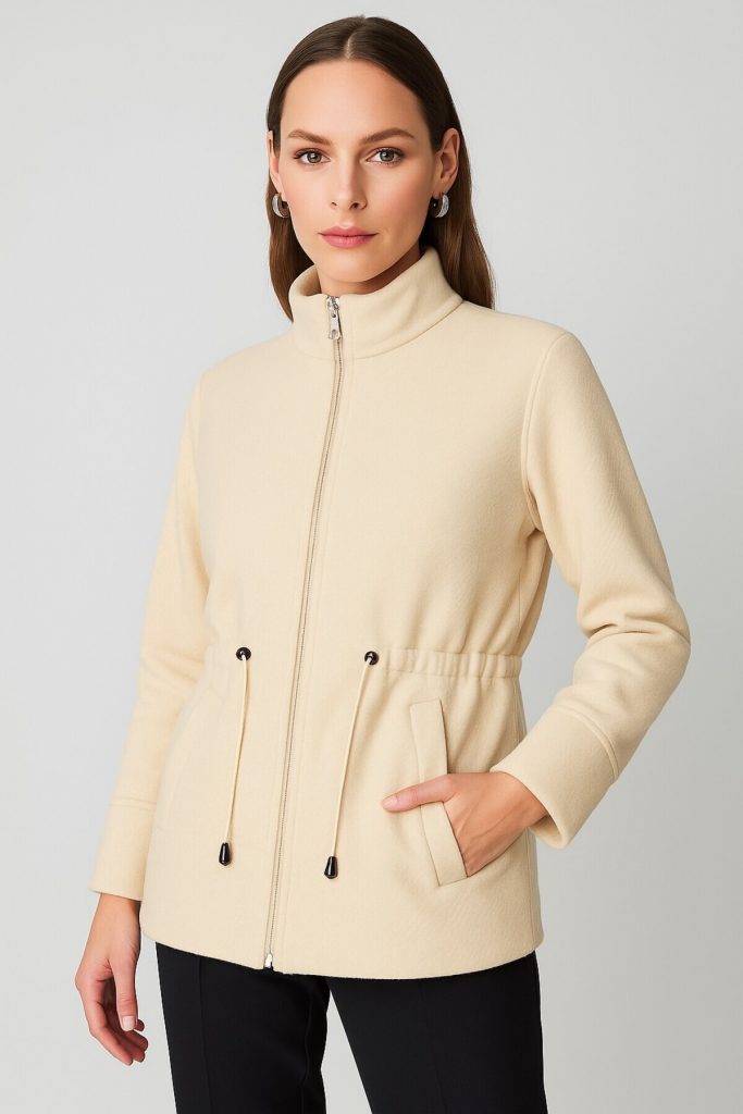 ON TRİKO Beli Bağcıklı Dik Yaka Mont 66721 - BEJ