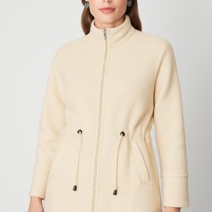 ON TRİKO Beli Bağcıklı Dik Yaka Mont 66721 - BEJ