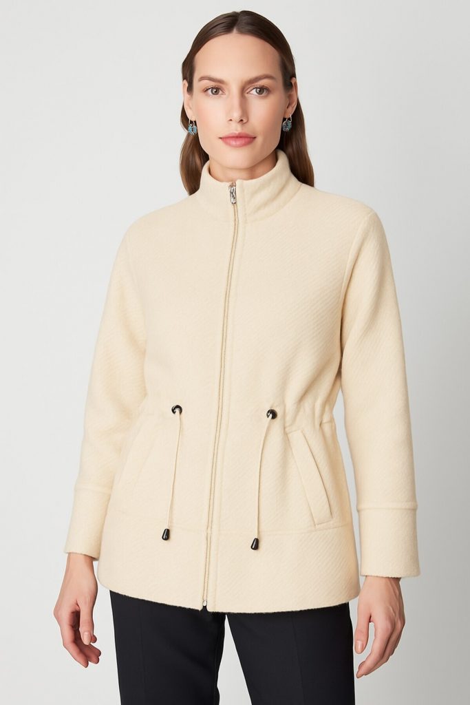 ON TRİKO Beli Bağcıklı Dik Yaka Mont 66721 - BEJ