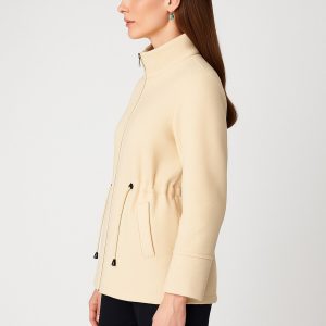 ON TRİKO Beli Bağcıklı Dik Yaka Mont 66721 - BEJ