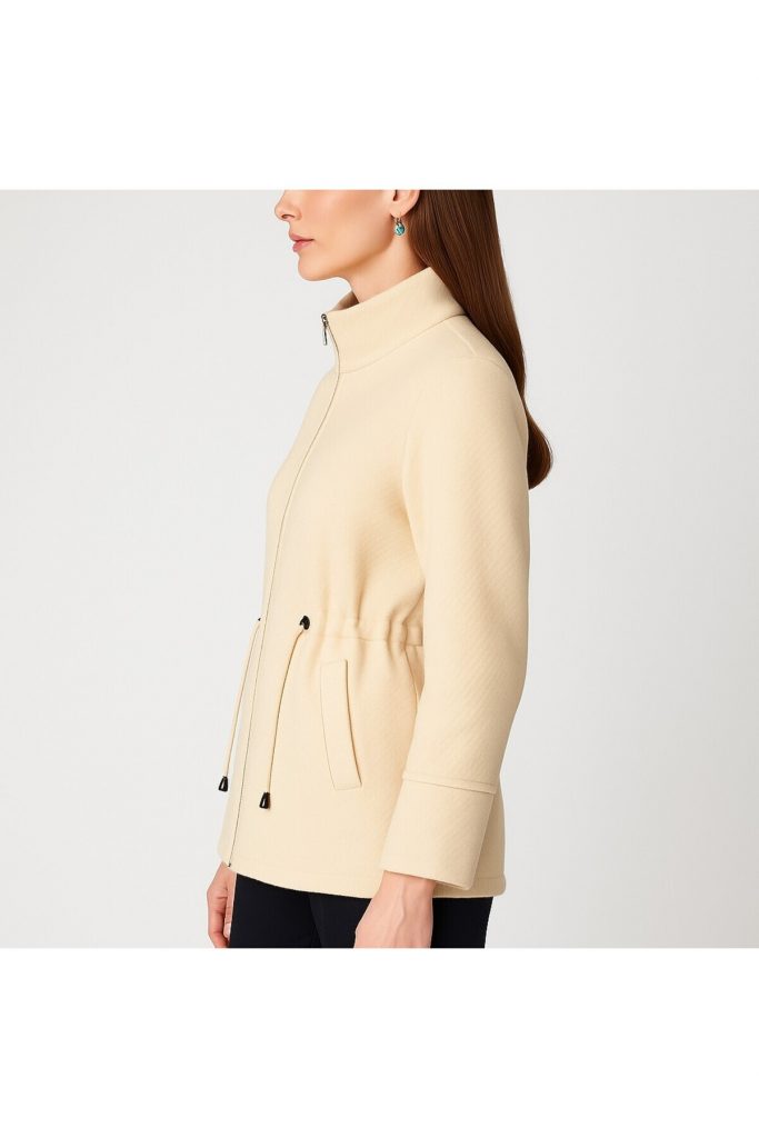 ON TRİKO Beli Bağcıklı Dik Yaka Mont 66721 - BEJ