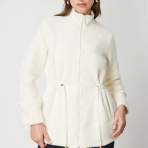 ON TRİKO Beli Bağcıklı Dik Yaka Mont 66721 - EKRU