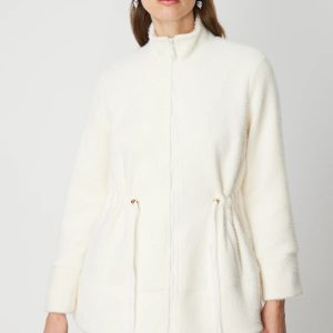 ON TRİKO Beli Bağcıklı Dik Yaka Mont 66721 - EKRU