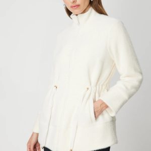 ON TRİKO Beli Bağcıklı Dik Yaka Mont 66721 - EKRU