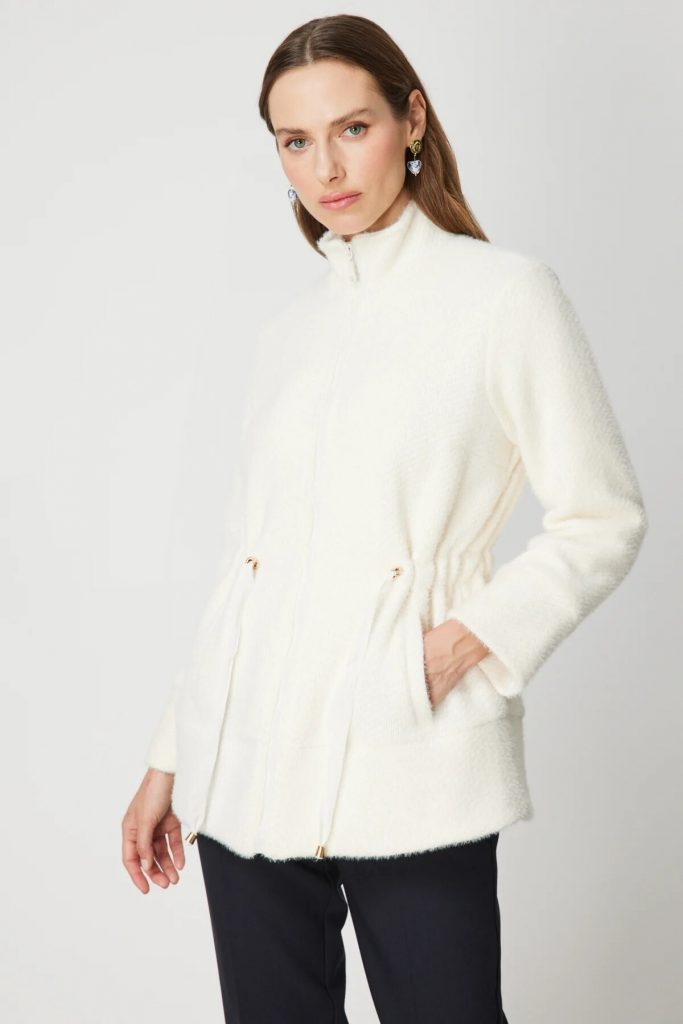 ON TRİKO Beli Bağcıklı Dik Yaka Mont 66721 - EKRU