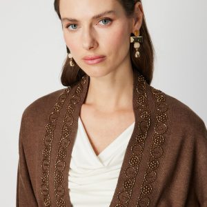 ON TRİKO ONTRİKO Yakası Taşlı Kuşaklı Hırka 60901-26k - kahve