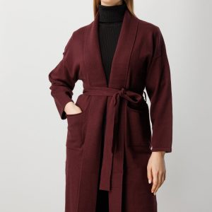 ON TRİKO ONTRİKO Beli Kuşaklı Şal Yaka Hırka 60900-26k - kahve