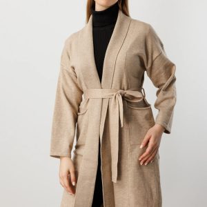 ON TRİKO ONTRİKO Beli Kuşaklı Şal Yaka Hırka 60900-26k - BEJ