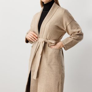 ON TRİKO ONTRİKO Beli Kuşaklı Şal Yaka Hırka 60900-26k - BEJ