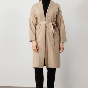 ON TRİKO ONTRİKO Beli Kuşaklı Şal Yaka Hırka 60900-26k - BEJ