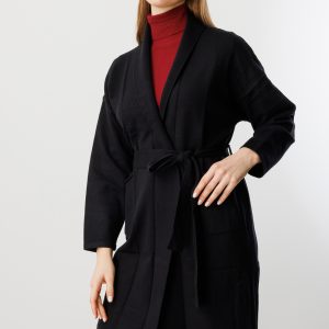 ON TRİKO ONTRİKO Beli Kuşaklı Şal Yaka Hırka 60900-26k - Siyah