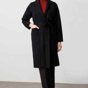 ON TRİKO ONTRİKO Beli Kuşaklı Şal Yaka Hırka 60900-26k - Siyah