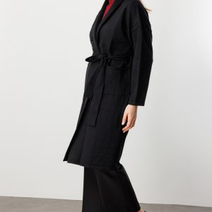 ON TRİKO ONTRİKO Beli Kuşaklı Şal Yaka Hırka 60900-26k - Siyah