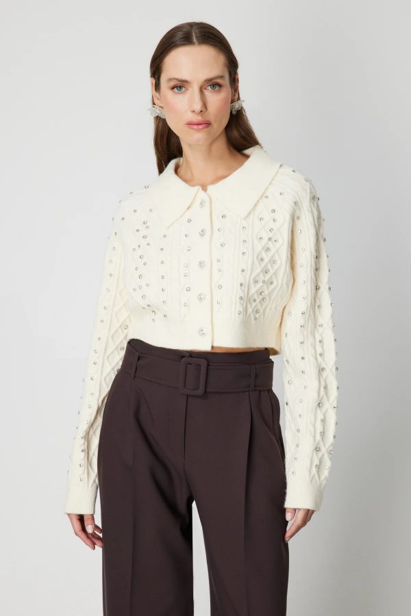 ON TRİKO ONTRİKO Taşlı Crop Hırka 60911-26k