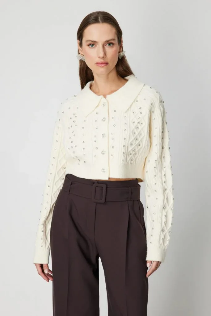 ON TRİKO ONTRİKO Taşlı Crop Hırka 60911-26k