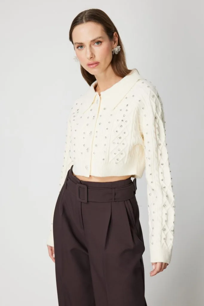 ON TRİKO ONTRİKO Taşlı Crop Hırka 60911-26k