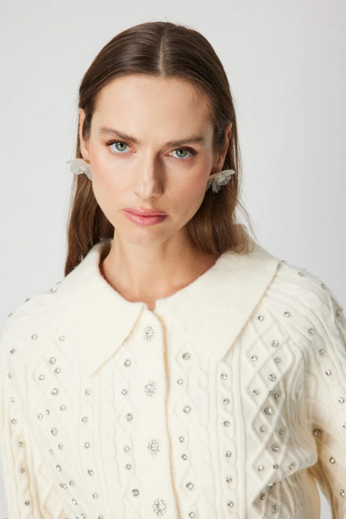 ON TRİKO ONTRİKO Taşlı Crop Hırka 60911-26k - EKRU