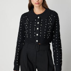 ON TRİKO ONTRİKO Taşlı Crop Hırka 60911-26k - Siyah