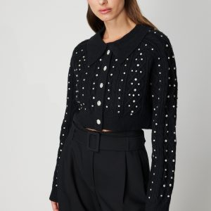 ON TRİKO ONTRİKO Taşlı Crop Hırka 60911-26k - Siyah