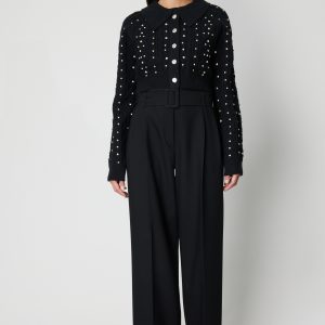 ON TRİKO ONTRİKO Taşlı Crop Hırka 60911-26k - Siyah