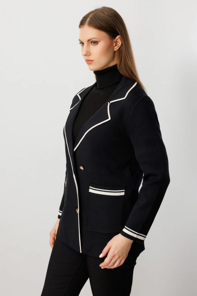 ON TRİKO ONTRİKO Ceket Yaka Torba Cepli Hırka 60906-26k - Siyah