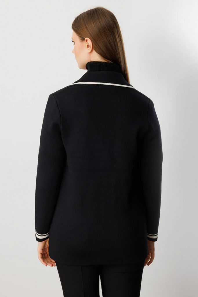 ON TRİKO ONTRİKO Ceket Yaka Torba Cepli Hırka 60906-26k - Siyah