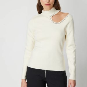 ON TRİKO ONTRİKO Omzu Açık Taş Detaylı Triko Kazak 60309-26K - bordo