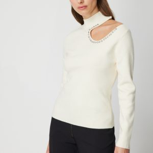 ON TRİKO ONTRİKO Omzu Açık Taş Detaylı Triko Kazak 60309-26K - EKRU