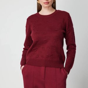 ON TRİKO Kabartmalı Triko Kazak 66363-26k - bordo