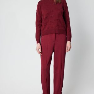 ON TRİKO Kabartmalı Triko Kazak 66363-26k - bordo