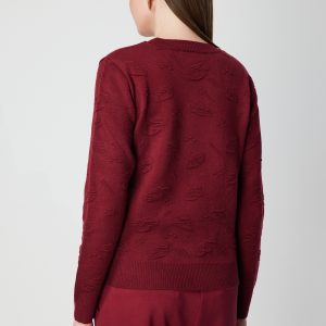 ON TRİKO Kabartmalı Triko Kazak 66363-26k - bordo