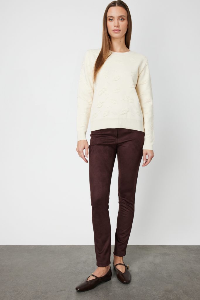 ON TRİKO Kabartmalı Triko Kazak 66363-26k - KREM