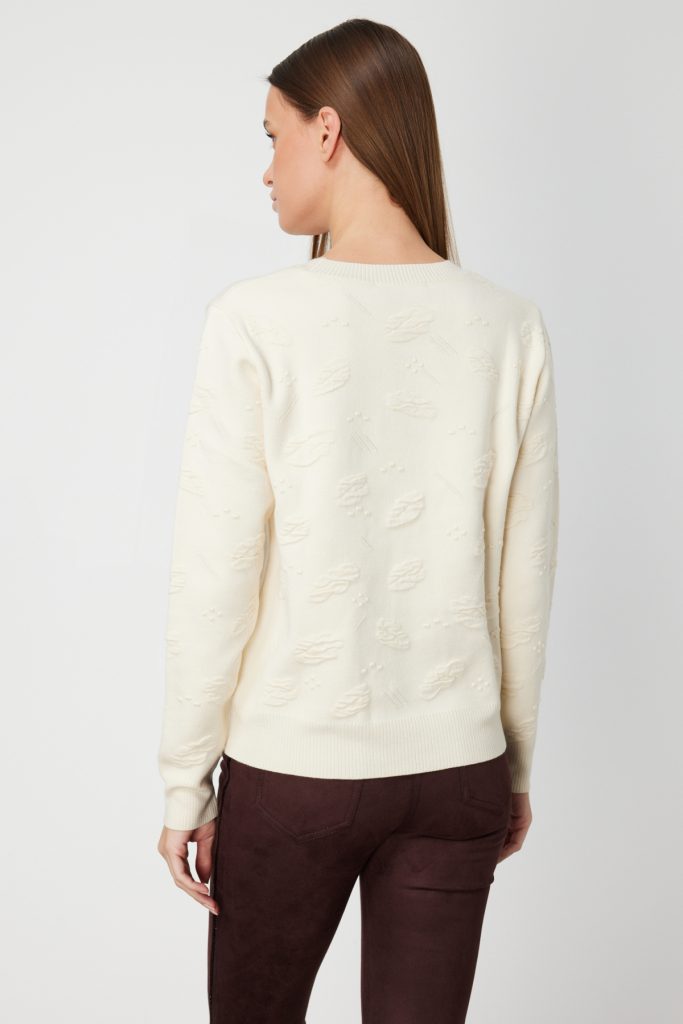 ON TRİKO Kabartmalı Triko Kazak 66363-26k - KREM