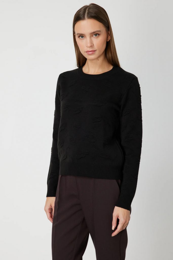 ON TRİKO Kabartmalı Triko Kazak 66363-26k - Siyah