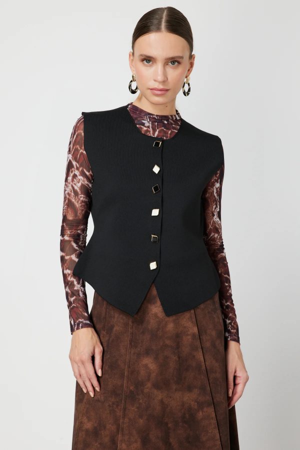 ON TRİKO Sıfır Yaka Düğmeli Triko Yelek 66947-26k