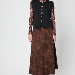 ON TRİKO Sıfır Yaka Düğmeli Triko Yelek 66947-26k - Siyah