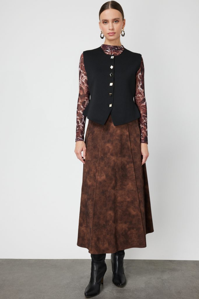 ON TRİKO Sıfır Yaka Düğmeli Triko Yelek 66947-26k - Siyah