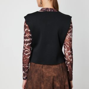 ON TRİKO Sıfır Yaka Düğmeli Triko Yelek 66947-26k - Siyah