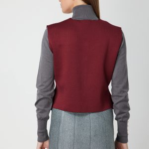 ON TRİKO Sıfır Yaka Düğmeli Triko Yelek 66947-26k - bordo