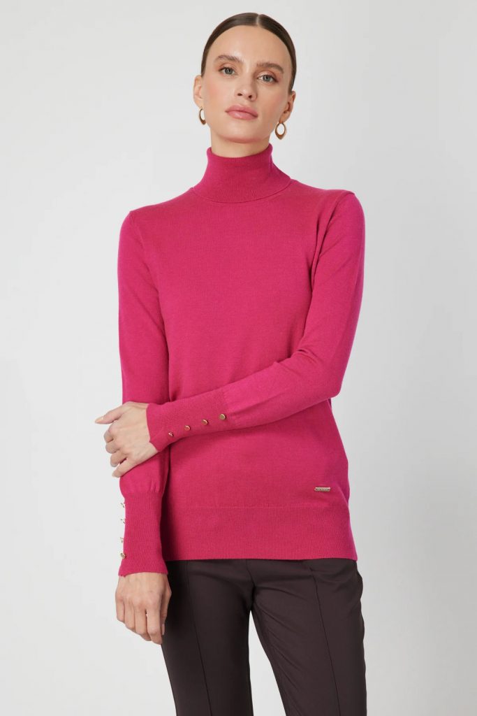 ON TRİKO Balıkçı Yaka Triko Kazak 63503-26K - fusya