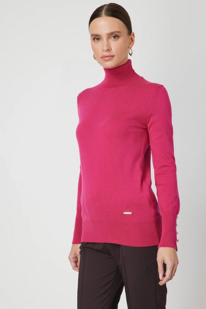 ON TRİKO Balıkçı Yaka Triko Kazak 63503-26K - fusya