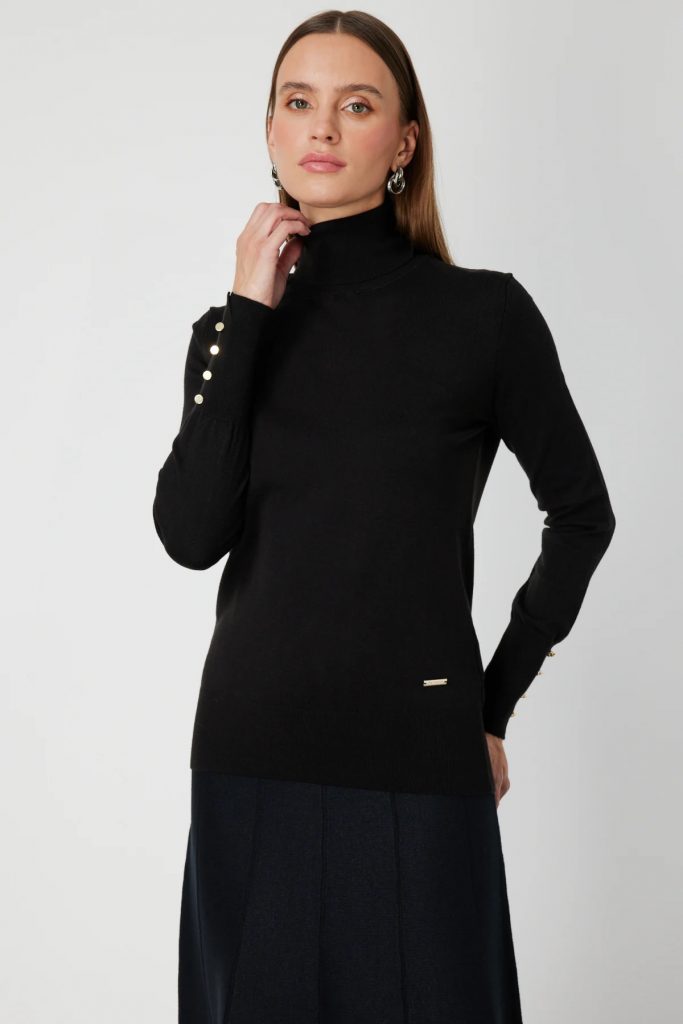 ON TRİKO Balıkçı Yaka Triko Kazak 63503-26K - Siyah