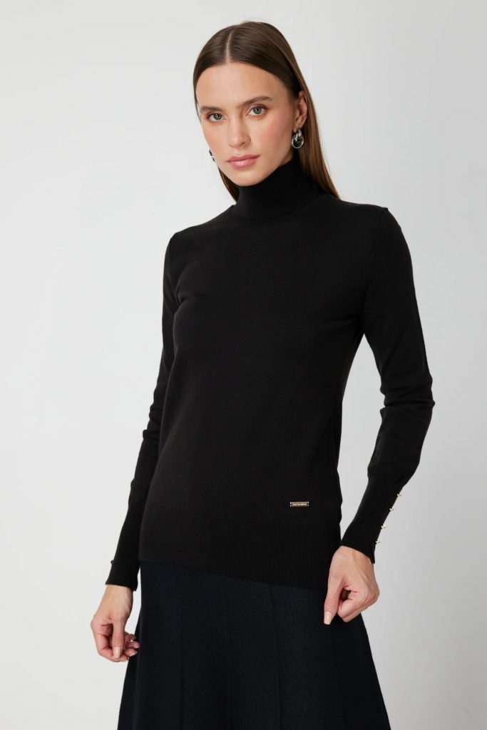 ON TRİKO Balıkçı Yaka Triko Kazak 63503-26K - Siyah