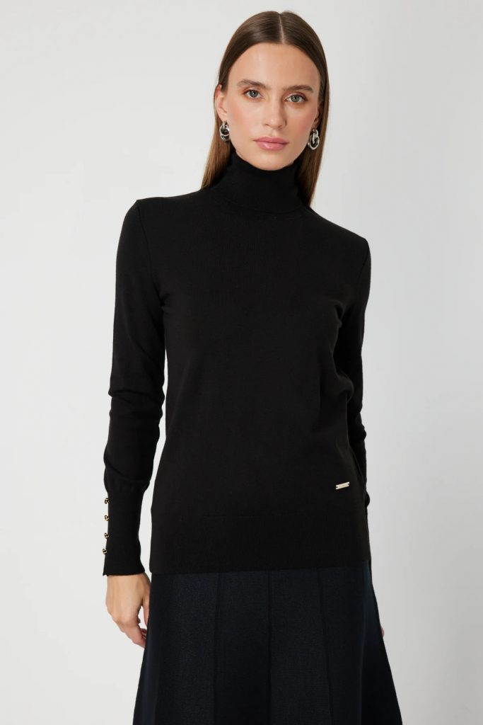 ON TRİKO Balıkçı Yaka Triko Kazak 63503-26K - Siyah