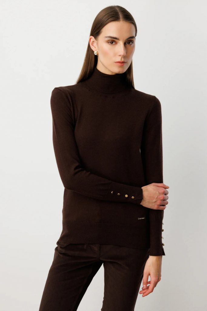 ON TRİKO Balıkçı Yaka Triko Kazak 63503-26K - kahve