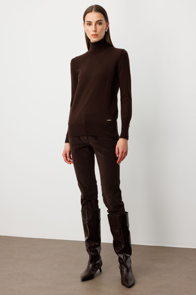 ON TRİKO Balıkçı Yaka Triko Kazak 63503-26K - kahve